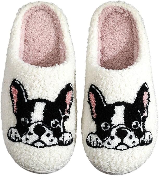Cute Dog Cat Slippers for Women Men Fluffy Plush Stitch House Slipper Winter Warm Cartoon Novelty Shoes