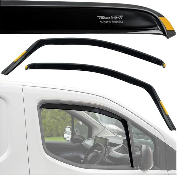 Heko - Compatible with Ford Transit Connect 2014-2021 Side Window Wind Deflectors; Front; 2 Pieces; Rain Deflectors Tinted Streamlined Easy Installation Wind and Rain Protection