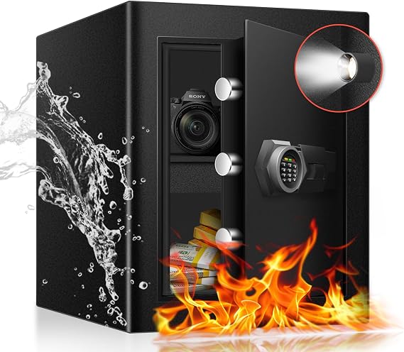 Safe Box Home Safe Small Safe 2.3 Cu Ft Document Safe with Digital Keypad Sensor Light Keys for Hotel Office Money Documents