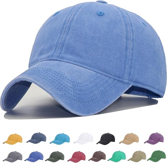 Vintage Washed Cotton Plain Baseball Caps Adjustable Unstructured Blank Casual Dad Ball Hats for Men Women, M/L/XL/XXL