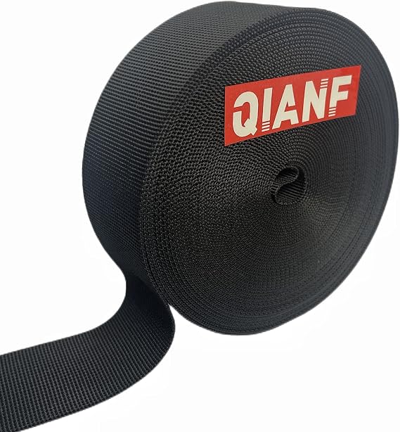 QIANF 1 1/2 Inch 10 Yards Thick Nylon Webbing, Heavy Duty Nylon Strap for DIY Craft, Backpack Strapping, Pet Products, Indoor or Outdoor Gear Repair, Black