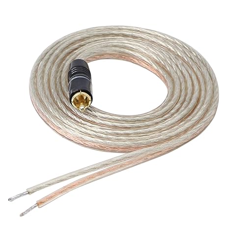RCA Speaker Wire Pigtail Bare Cable RCA Plug Open End Subwoofer Wire-2 M | Gold Plated RCA Connector High Level OFC Audio Cable for Amplifiers Subwoofer - DIY