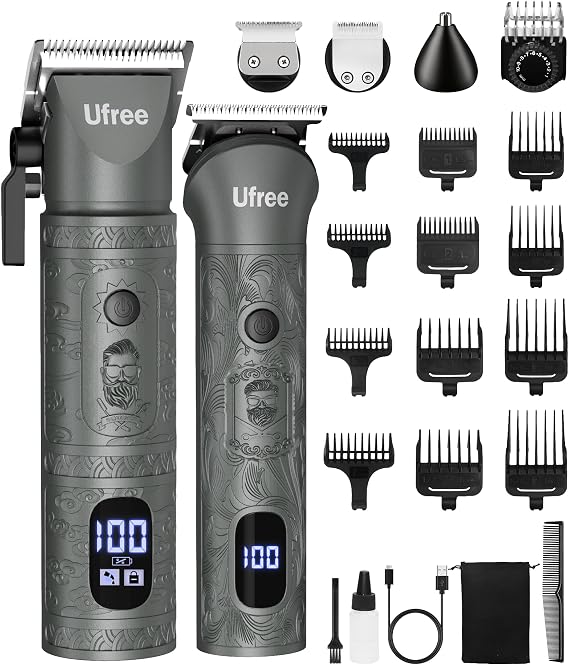 Ufree Hair Clippers for Men Professional, Cordless Beard Trimmer, Gray
