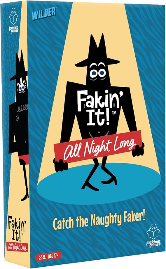 Wilder JACKBOX Games Fakin It All Night Long Board Game Board Game for Mature Game Nights and Parties Spicy Card Game for Adults Ages 17+ (3-6 Players)