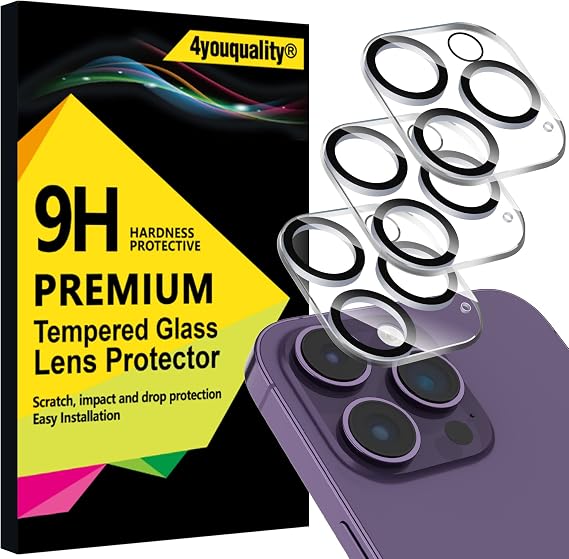 4youquality 3-Pack for iPhone 14 Pro Max & 14 Pro Camera Lens Protector