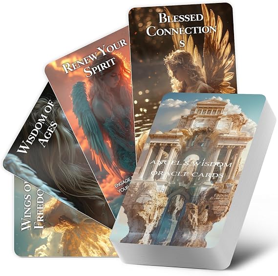 Angel Oracle Cards, 60 Angel Spiritual Guidance Oracle Deck | Archangel Messages Energy Reading, Beginner Friendly Divination with Meanings