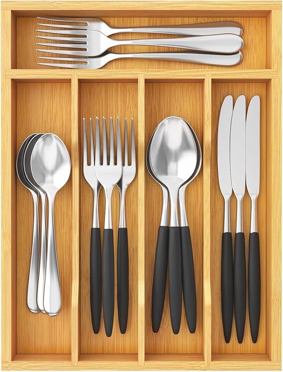 Lifewit Bamboo Silverware Tray for Drawer, 8.6 x 12.5