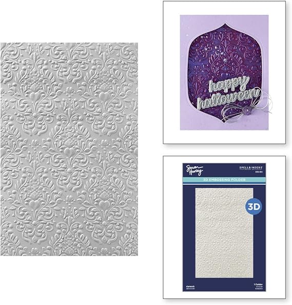 Spellbinders E3D-159 Damask 3D Embossing Folder from The Spooktacular Collection by Simon Hurley