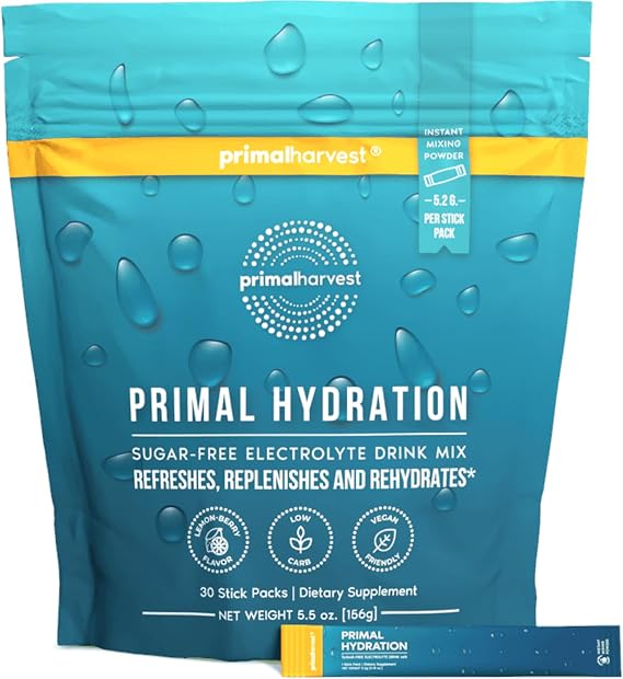 Primal Harvest Hydration - Electrolytes Sticks, Lemon Berry Flavor, Vegan