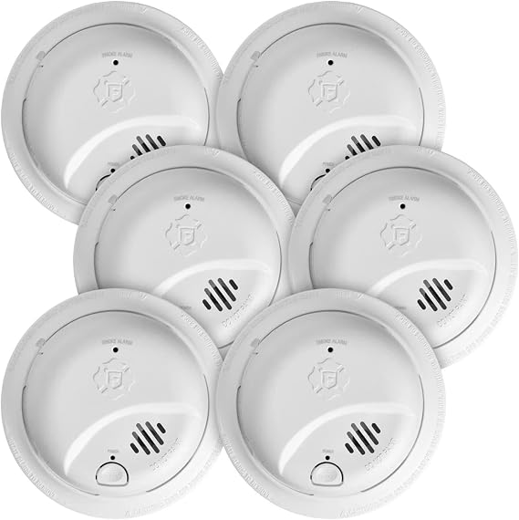 Smoke Alarm Interconnected Hardwired with 10-Year Battery SMI105-AC 6-Pack