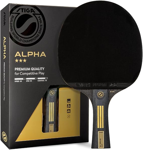 STIGA Alpha Ping Pong Paddle - 5 Layer Extra Light Blade - 2mm Premium Sponge - Italian Recessed Handle - Superior Grip - Performance Table Tennis Racket for Competitive Play