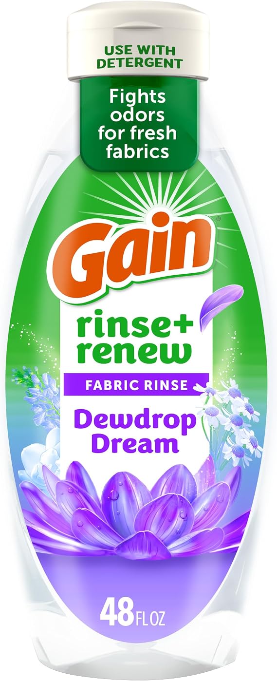 Gain Fabric Rinse and Renew Laundry Odor Remover, Dewdrop Dream Scent, 48 fl oz