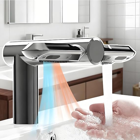 2in1 Wash+Dry High Speed Automatic Hand Dryer,Electric Sensor Sensor Faucet&Hand Dryer Touchless-High Speed Jet Air Motor/,Hot Air 42C/Cold Air 33C,for Undermount Sinks,Commercial/Home Grey