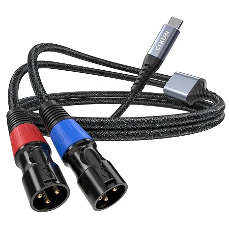 USB C to Dual XLR Male Audio Cable,Type C to 2 XLR Male Stereo Audio Cable for Mobile Phone,Speaker, Power Amplifier,Audio Mixer (1M/3.3Ft)