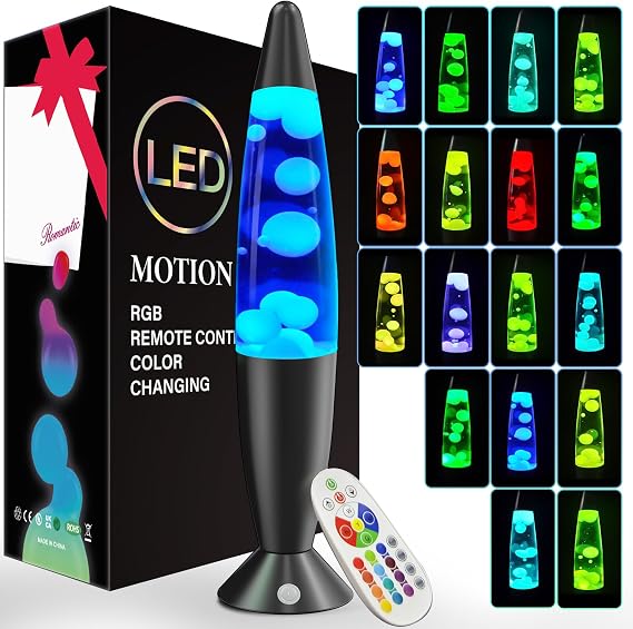 Large LED Color Changing Lamp 17 Colors Black Liquid Motion Lamp with Remote 16 Inch Relax Night Light for Kids Adults Mood Light for Bedroom Living Room Office Classic Motion Table Lamp Home Decor