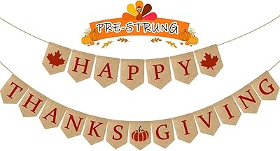 Upgraded, 2pcs Fall Happy Thanksgiving Banner Premium Burlap, NO-DIY, Classic Design,HD Printing, Perfect for Fall Thanksgiving Decorations Home Indoor Outdoor Office Wall, Friendsgiving Decorations