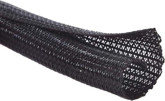Alex Tech 10ft - 1/2 inch Cord Protector Wire Loom Tubing Cable Sleeve Split Sleeving For USB Cable Power Cord Audio Video Cable Protect Cat From Chewing - Black