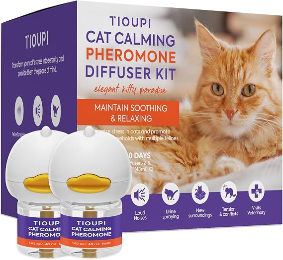 Cat Pheromones Calming Diffuser: 2 Diffusers & 2 Refills Top Value Kit Cat Calming Diffuser Helps Reduce Scratching, Peeing, Meowing, Hiding, Urine Marking & Aggression