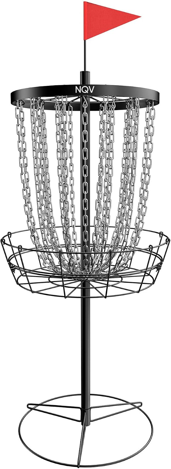 NQV PRO Disc Golf Basket,Portable Disc Golf Target with Heavy Duty 24 Chains, Suitable for Players of All Levels,Black