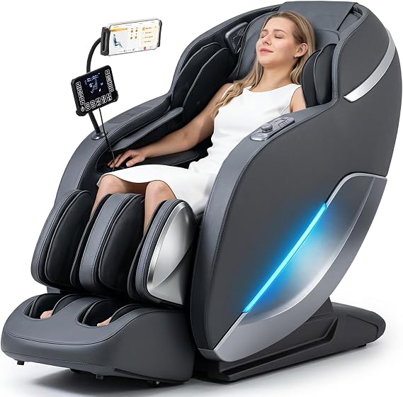 MYTHIA 4D Full Body Massage Chair Recliner, 55" SL-Track Zero Gravity,Black