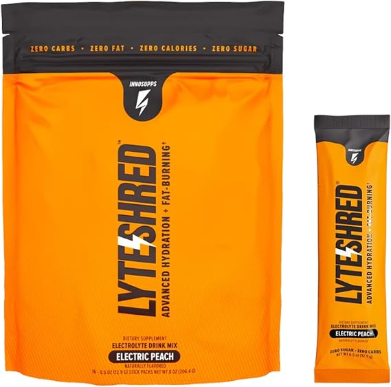 Inno Lyte Shred Electrolyte Powder, Electric Peach, 16 Packets