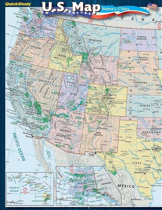 U.S. Map: States & Cities (Quickstudy)