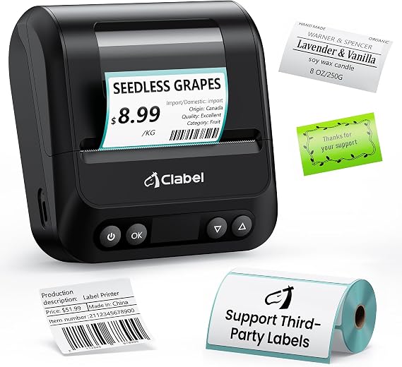 CLABEL 320B 3 Inch Bluetooth Barcode Printer, Thermal Label Printer