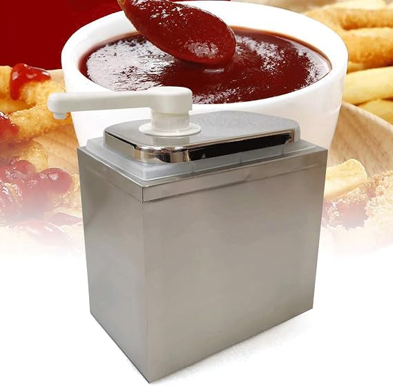 1 Bucket Condiment Pump Station,Stainless Steel Sauce Dispenser Pump for Casual Fast Food, Western Restaurant Equipment,Tripple Condiment Pump Station for Salad Jam Seasoning Sauce Squeeze (1L)