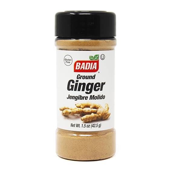 Badia Ground Ginger Powder, 1.5 oz Premium Ground Ginger Root for Cooking, Baking, Tea & Spice Blends Warm, Aromatic Flavor