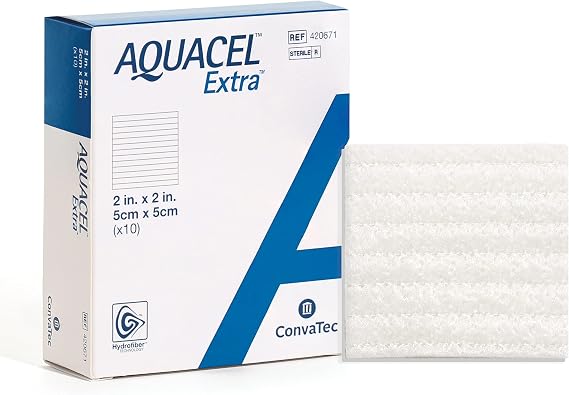ConvaTec AQUACEL Extra 2"x2" Wound Dressing, Sterile, 10 Ct