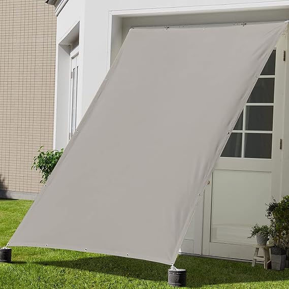 Sunshade, 6.6 x 13.1 ft 2 x 4 m, UV Protection, Washable, Water Repellent, Rain Protection, Easy Installation, Patio, Lawn, Garden, Swimming Pool, Backyard, Light Gray, 21932