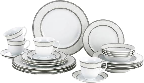 Porcelain Dinnerware Set, 24 Piece Service for 4 by Lorren Home Trends: Sirena Design