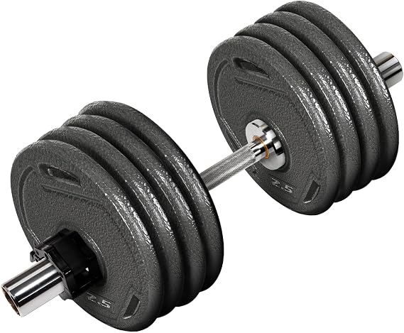 Fitvids Olympic Dumbbells Set & Dumbbells Bar, Loadable for 2-inch weight plates, Adjustable Weight for Strength Training and Fitness Exercises