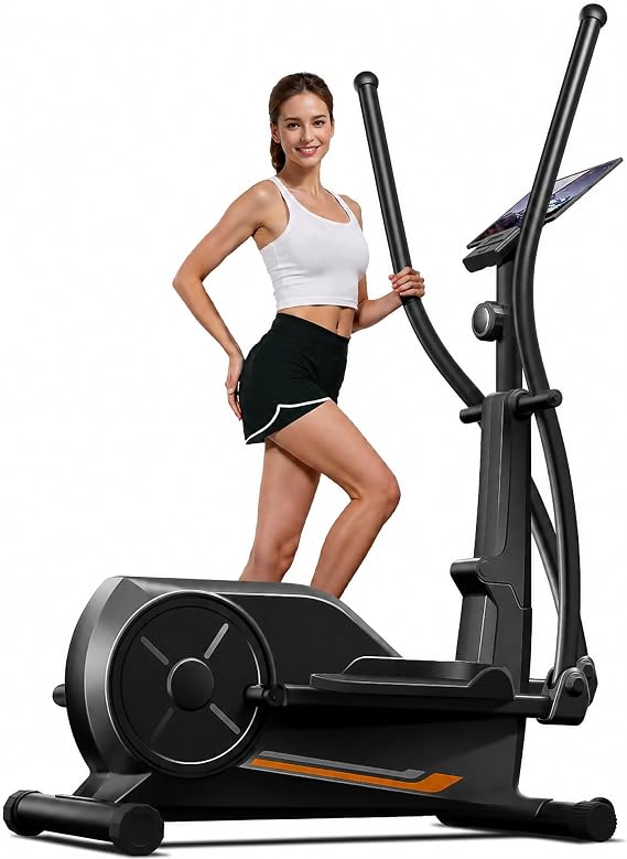 CURSOR Elliptical Exercise Machine, Elliptical Machine for Home with Hyper-Quiet Magnetic Driving System,8 Levels Resistance, 350LBS Weight Capacity,Compact Elliptical with 12IN Stride & LCD Monitor