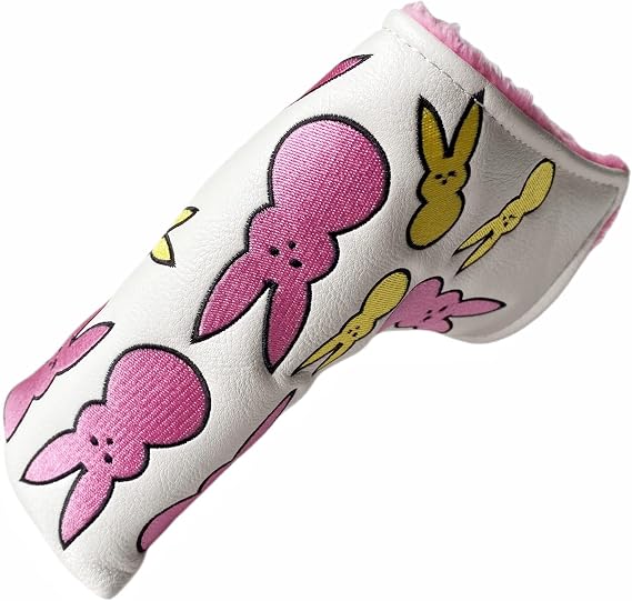 Putter Cover Magnetic Bunny Year Bunny Putter Headcover Golf Putter Head Cover Headcover Magnetic Golf Blade Putter Cover (Pink for Girls, Blue for Boys) (Pink Bunny)