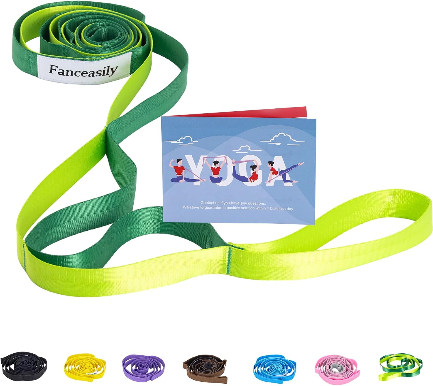 Stretching Strap Yoga Strap for Physical Therapy,10 Loops Yoga Straps for Stretching,Non-Elastic Stretch Strap for Pilates, Flexibility, Exercise, Stretch Band for Women & Men