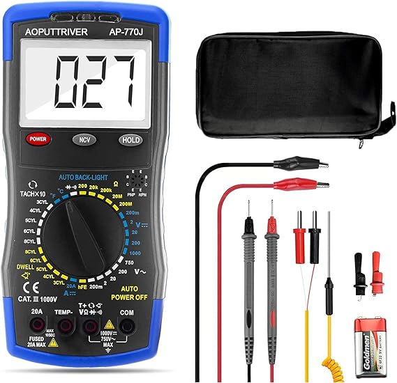 Digital Multimeter Automotive Engine Analyzer 3-1/2 Manual Ranging 20A DMM