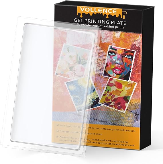 Vollence 8 X 10 Gel Printing Plate - Reusable Gel Monoprinting Plate for Press Art