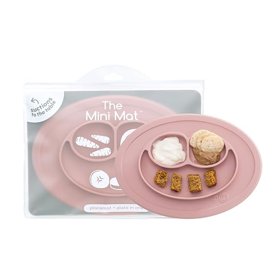 ezpz Mini Mat (Blush) - 6-12 Months+ Supports Baby-Led Weaning
