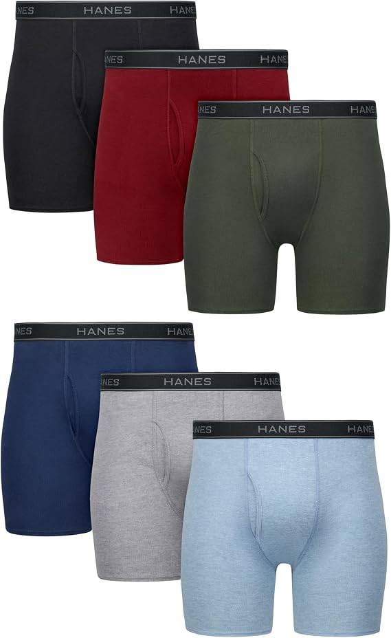 Hanes Boxer Brief, Cool Dri Moisture-Wicking Underwear for Men, 6-Pack