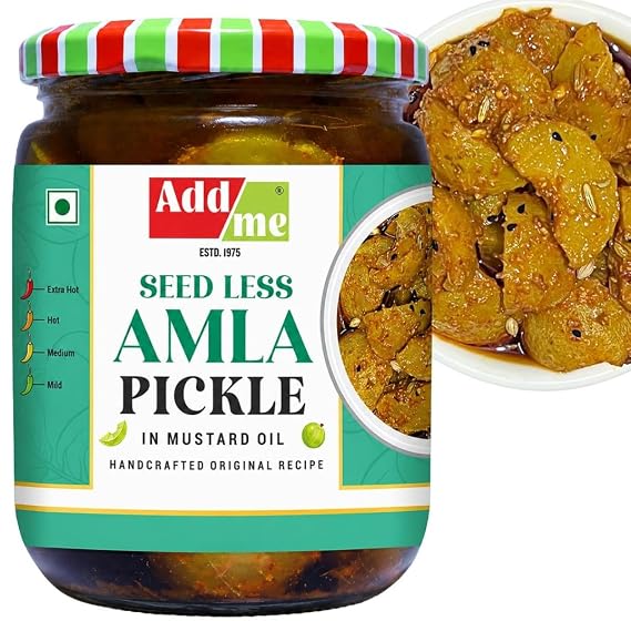 Add me Home Made Amla Pickle Seedless Amla Ka Achar- 500gm Glass Jar