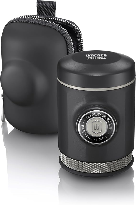 WACACO Picopresso Portable Coffee Maker Pro-level with Protective Case | Compatible Ultra-fine Grind, Manually Operated, 10cm Height Truly Compact for Travel, Bundled with Protective Case