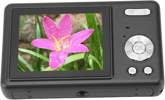 Digital Camera 12 MP 1080P Camera with 16x Zoom One Operation 2.4 Inch TFT Screen for Students Vlogging (Black)