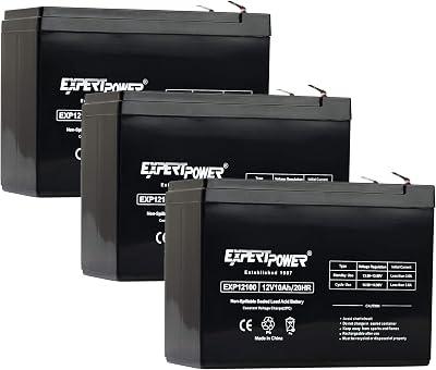 ExpertPower 12v 10Ah SLA Rechargeable Battery - F2 Terminals Pack of 3