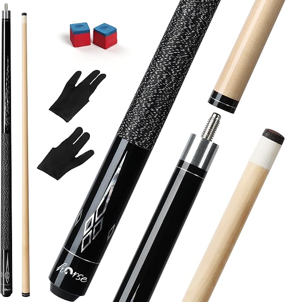 Horse Pool Cue Sticks, 58 Inch Canadian Maple Wood Cue Stick, Pool Sticks for Adults, Pool Stick for Bar House Pool Tables, Sports Professional Billiard Fans Players 20 Oz