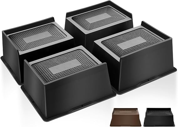 Bed Risers 3 Inch Rectangular Furniture Risers L-Shape Anti-Slip Sofa Risers for Couches Table Chair 4 Pack Black (4 Pack, 3 Inch)