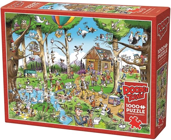 Cobble Hill 1000 Piece Puzzle - DoodleTown: Birdwatcher's Paradise - Sample Poster Included