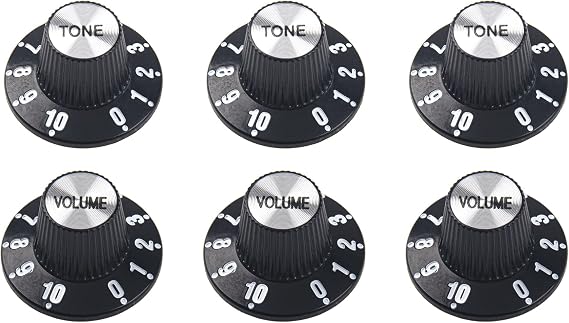 6Pcs Yootones Guitar Witch Hat Knobs Top Hat Knobs Compatible with SG Epiphone Les Paul Guitar (Black)