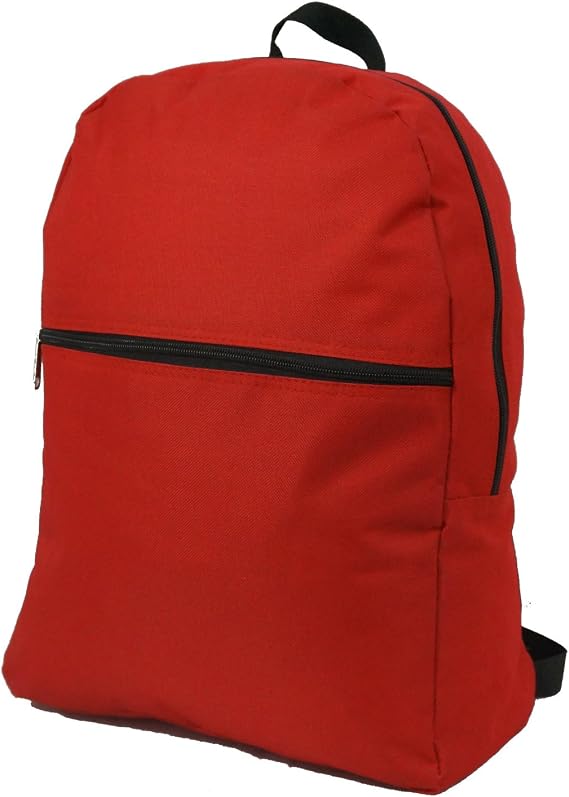K-Cliffs 50pcs Basic Backpack Simple Bookbag Daypack Wholesale School Bag Bulk Red