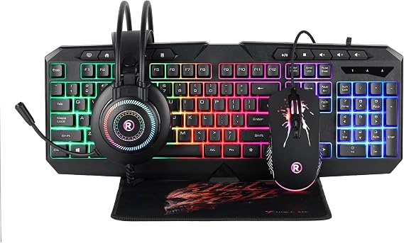 RadioShack Gaming Combo Set RGB Keyboard Mouse Headset Mouse Pad